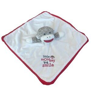 BABY STARTERS SOCK Monkey Velour Satin Baby Security Blanket Lovey Rattle Toy